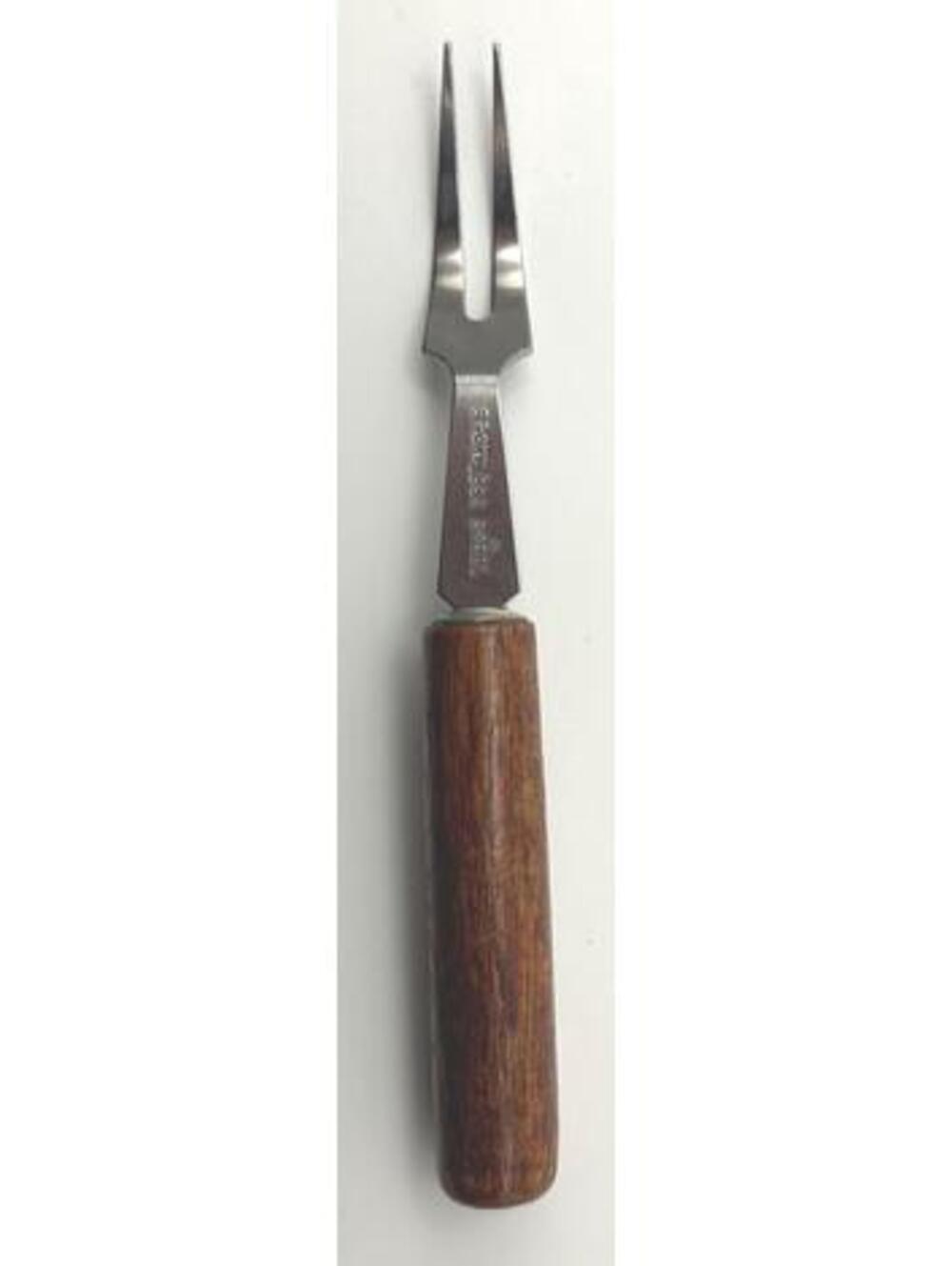 MCM cocktail forks with stainless steel tines and wood handle. Set of five. - Picture 2 of 5